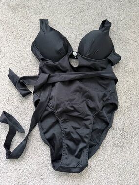 Pixton Designs Black One-Piece pageant Swimsuit with Tie Detail